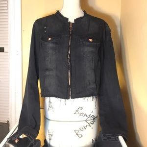 Boom Boom Jeans Distressed Black Jean Jacket